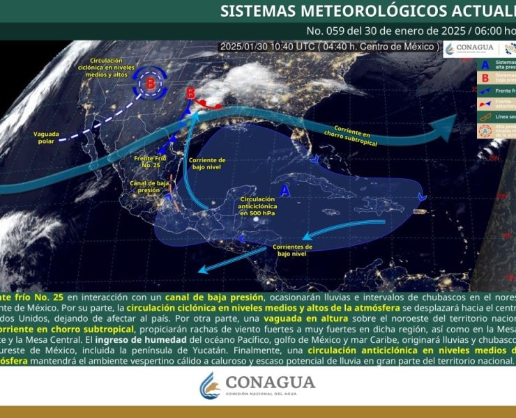 Frente Frío No. 25 impacta el noreste del país con lluvias y fuertes vientos