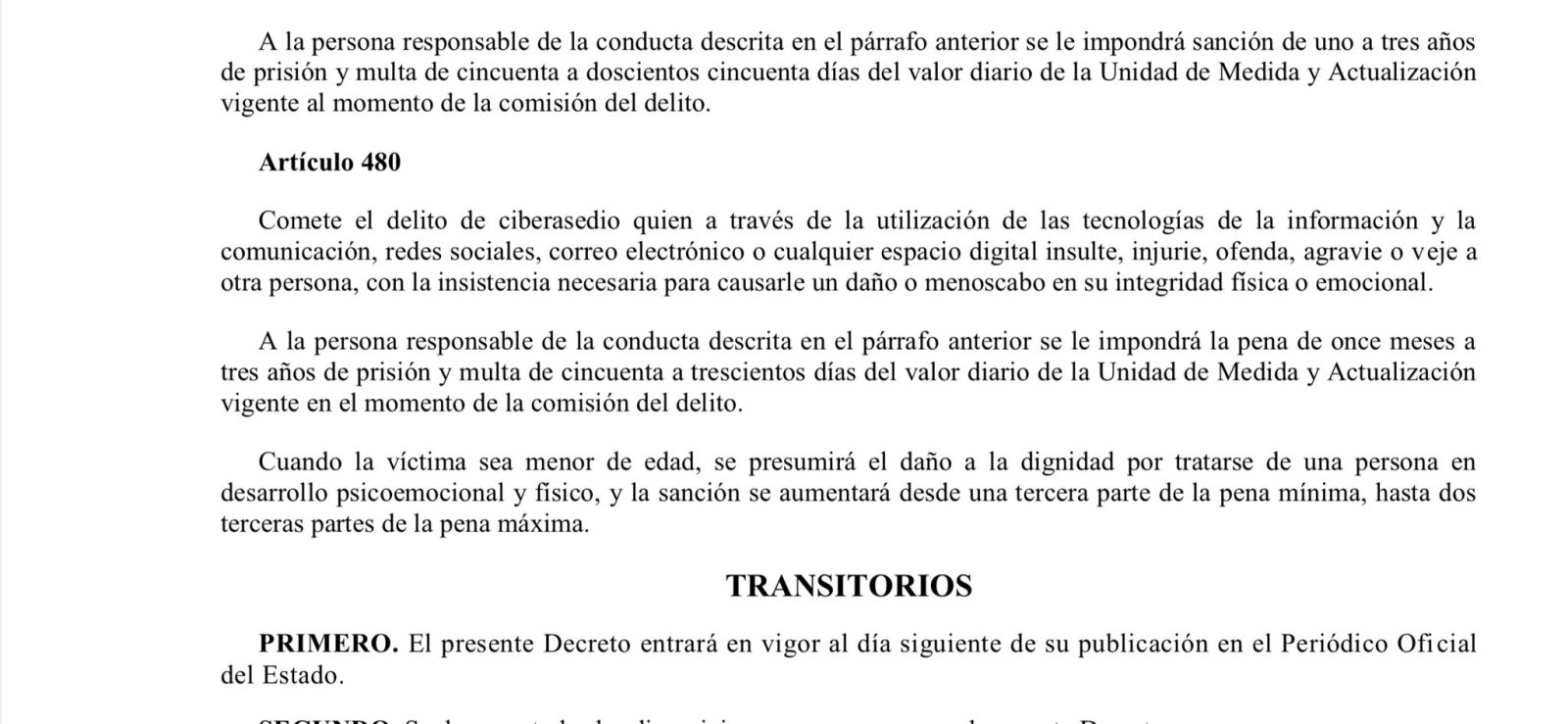 Ley de Ciberasedio